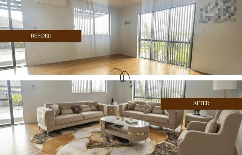 Luxurious Beige Velvet Sofa - Plush Comfort