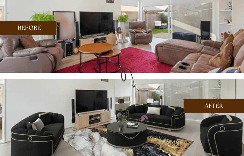 Monarch Sofa: Black & Gold Statement Piece