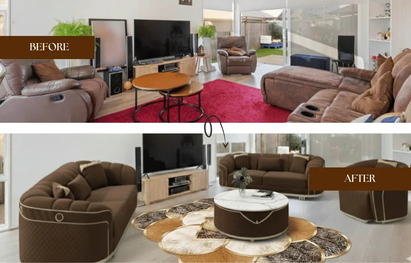 Monarch Sofa: Rich Brown & Gold Luxury