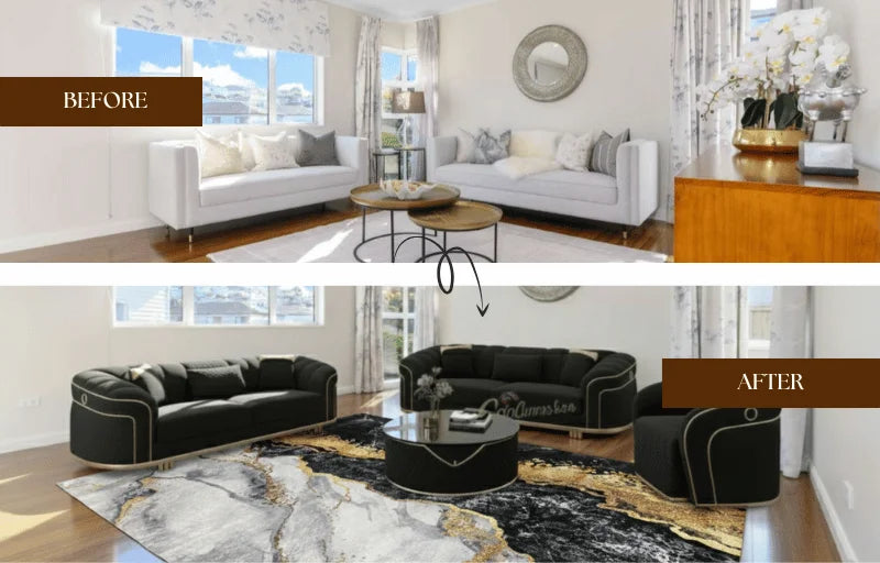 Classic Monarch Sofa - Deep Black Style