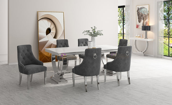 Gilded Marble Dining Table | Custom Chairs & Gold Accents | Luxury Dining