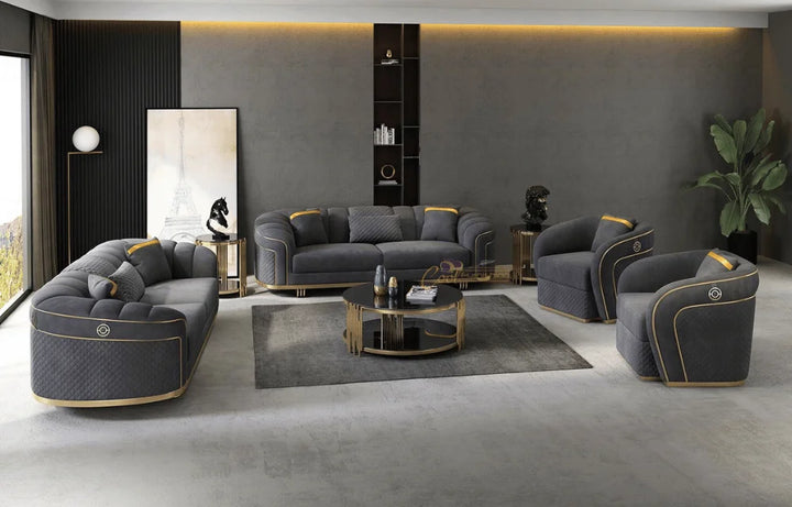 Monarch Lounge Suite | Fabric Sofa Set | 3+2+1 & 3+2+1+1 Seater | (Black, White, Brown, Green, Cherry, Pink, Cream, Blue, Grey & Caramel) R3158