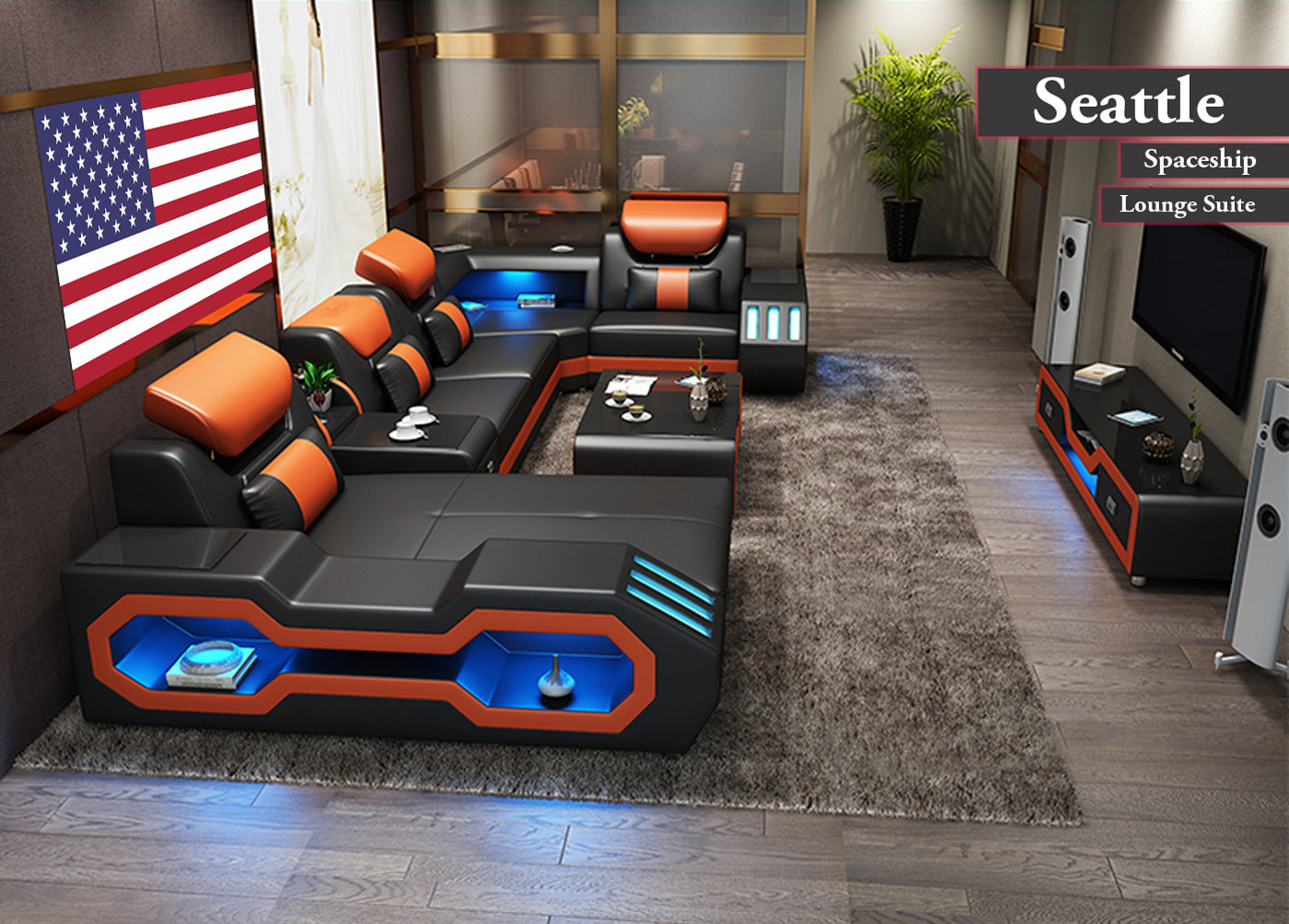 Lounge Computer Set Modern Lounge Suite w/ Bluetooth & USB | Seattle Spaceship | Cool ...