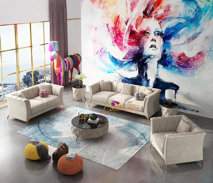 Sofa Set | 3+2+1 Seater Sofa Customisable Seating (Black, White, Brown, Green, Cream, Cherry, Red, Blue, Grey & Caramel) CF-012